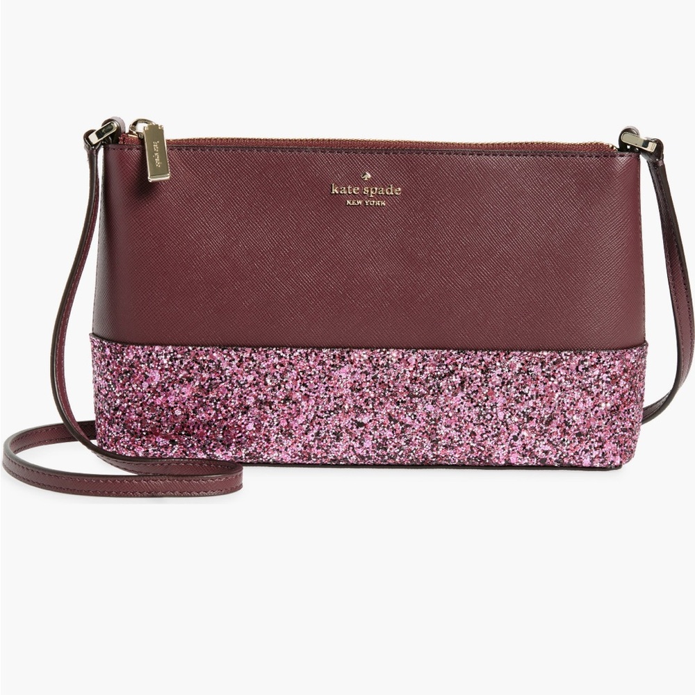 Kate Spade New York Flash Glitter Crossbody Bag Dark Purple NWT Sparkle  Purse